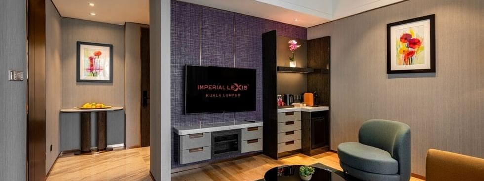 TV lounge area in Panorama Pool Club Suite - Twin King, Kuala Lumpur staycation at Imperial Lexis