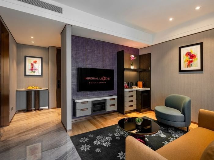 TV lounge area in Panorama Pool Club Suite - Twin King, Kuala Lumpur staycation at Imperial Lexis