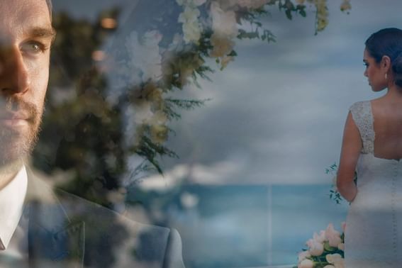 Close-up of a wedded couple posing at Haven Riviera Cancun