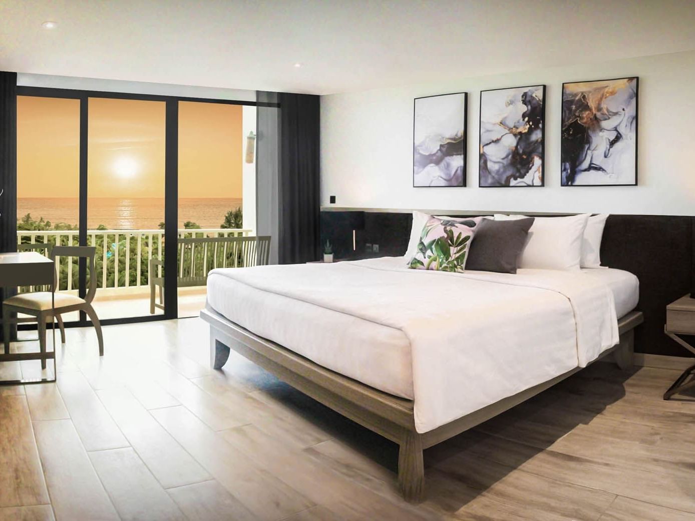 Interior of a room with a balcony & sea view at Paradox Hotels