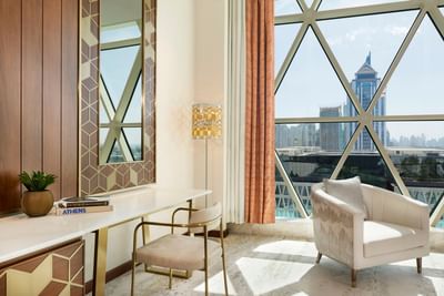 Desk in Room at Velero Hotel Doha Lusail