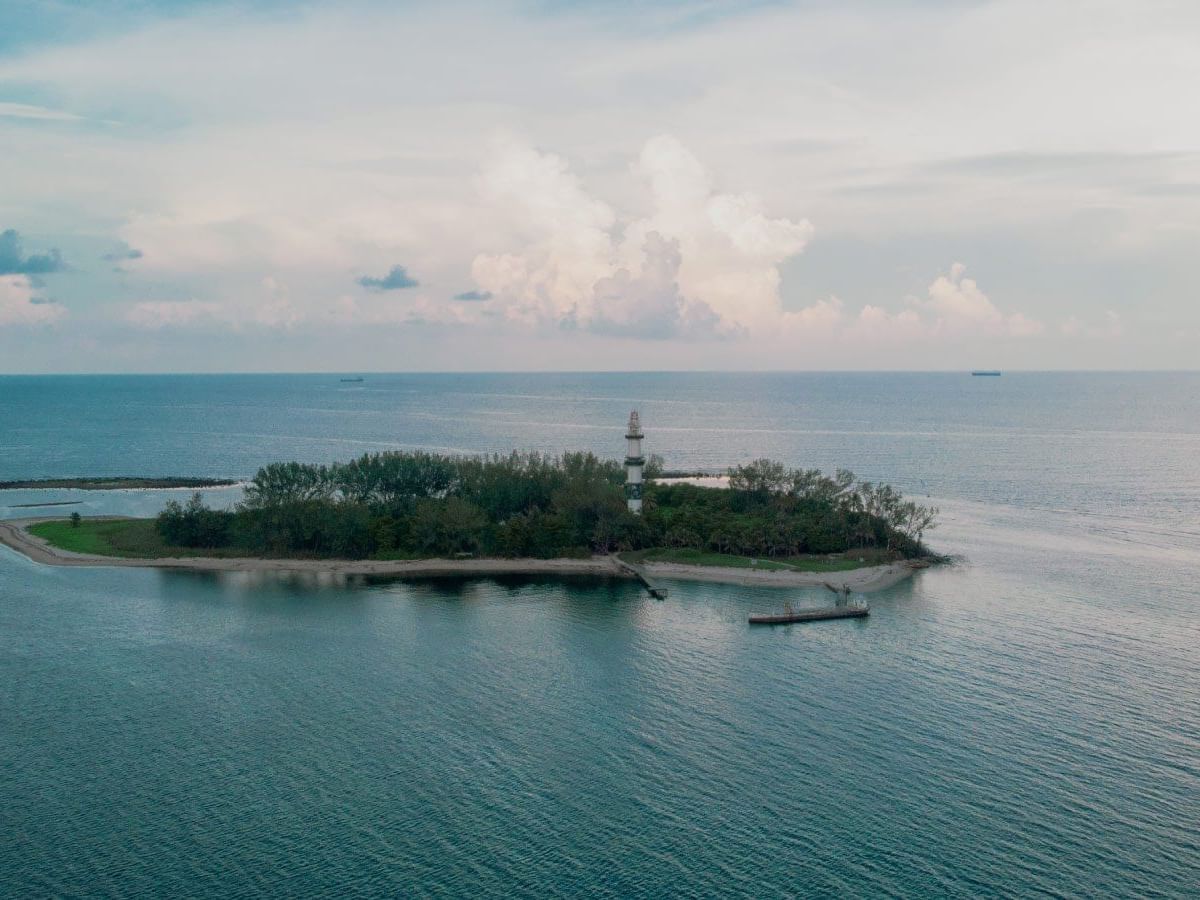 Aerial view of Isla of Sacrifices near Grand Fiesta Americana