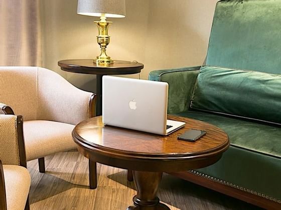 Computer set up in sitting area