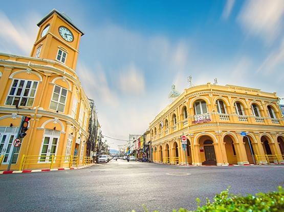 Exterior of Phuket Old Town buidlings near Hop Inn Hotel