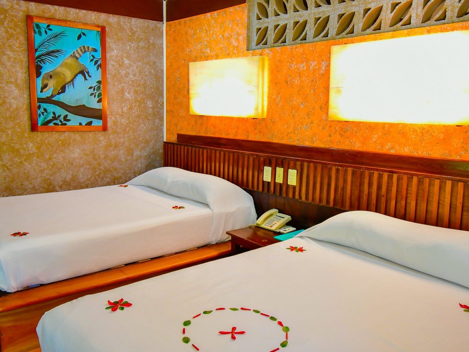 two beds in a hotel room