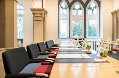 set table for meetings in Hotel Collegium Leoninum, Bonn