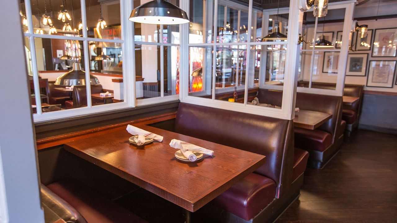 Dining booths at restaurant