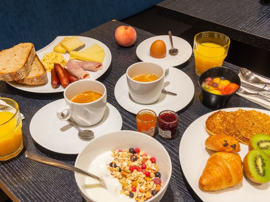 Breakfast served in Hotel Le Lion at The Originals Hotels