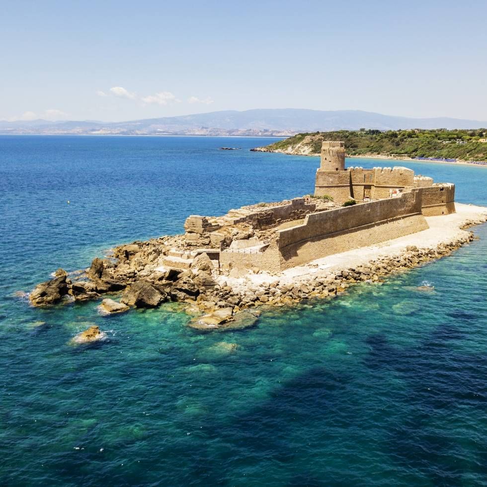 Aerial view of Le Castella near Falkensteiner Club Funimation Garden Calabria