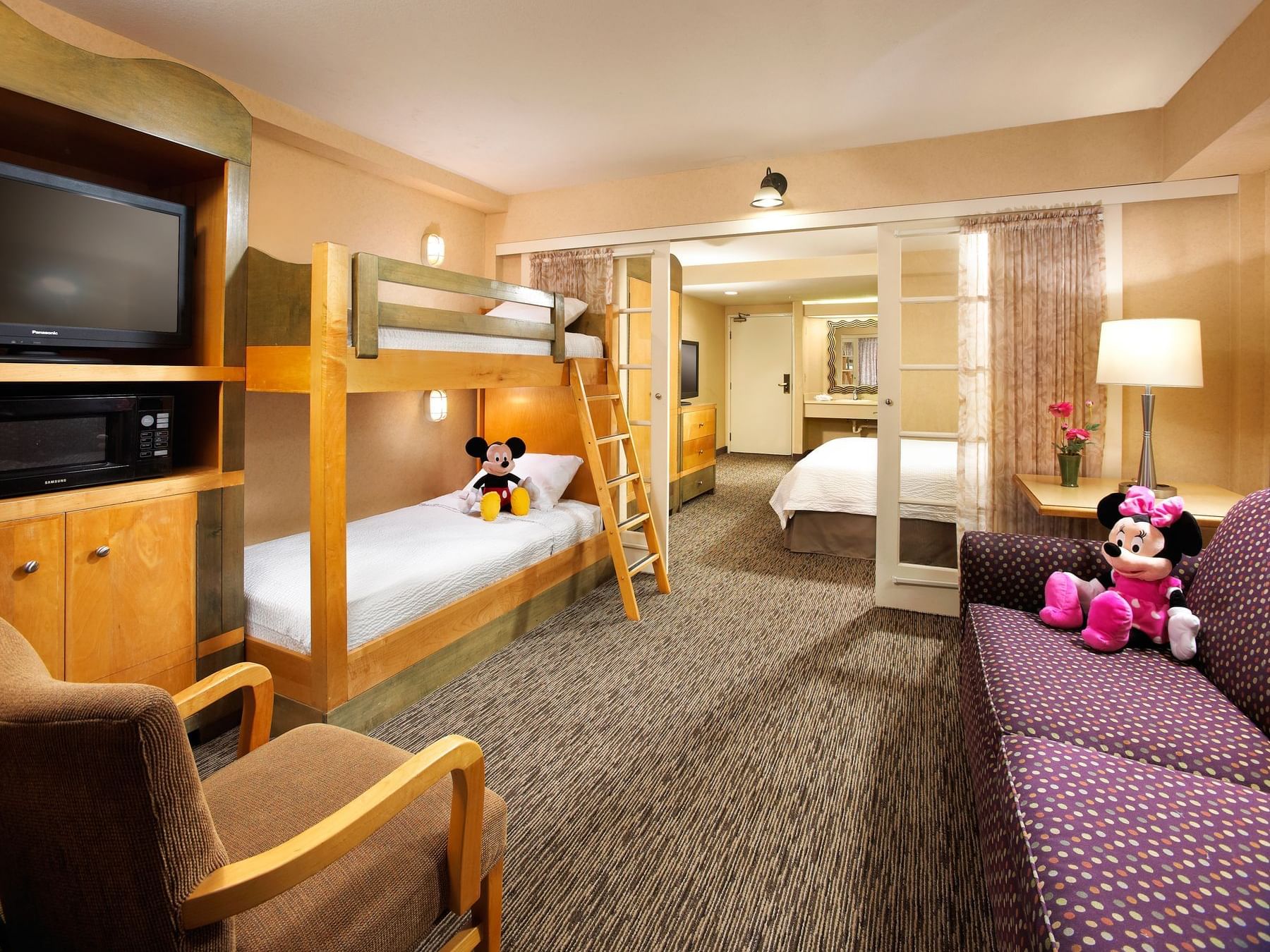 Bunk bed & furniture in the Kids Suite at Anaheim Portofino Inn