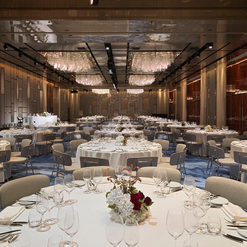 A table setup in Pearl Ballroom at Crown Towers Sydney