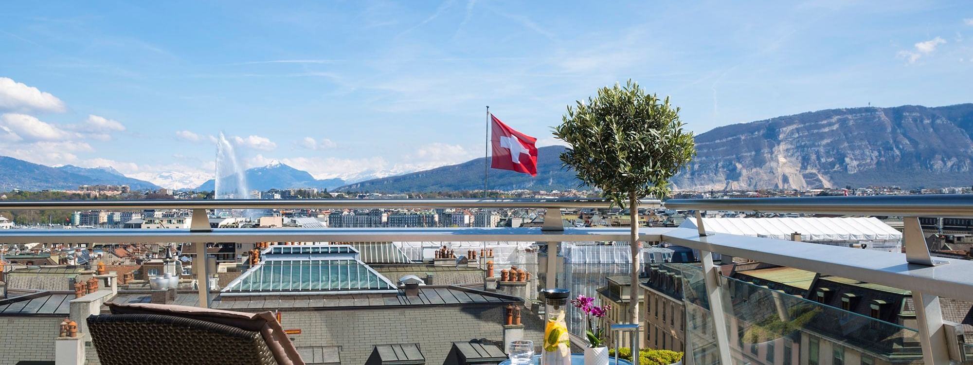 Views from Warwick Geneva Penthouse Terrace Room