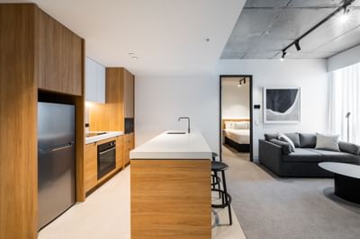 Kitchenette of One Bedroom Apartment at Nesuto Docklands