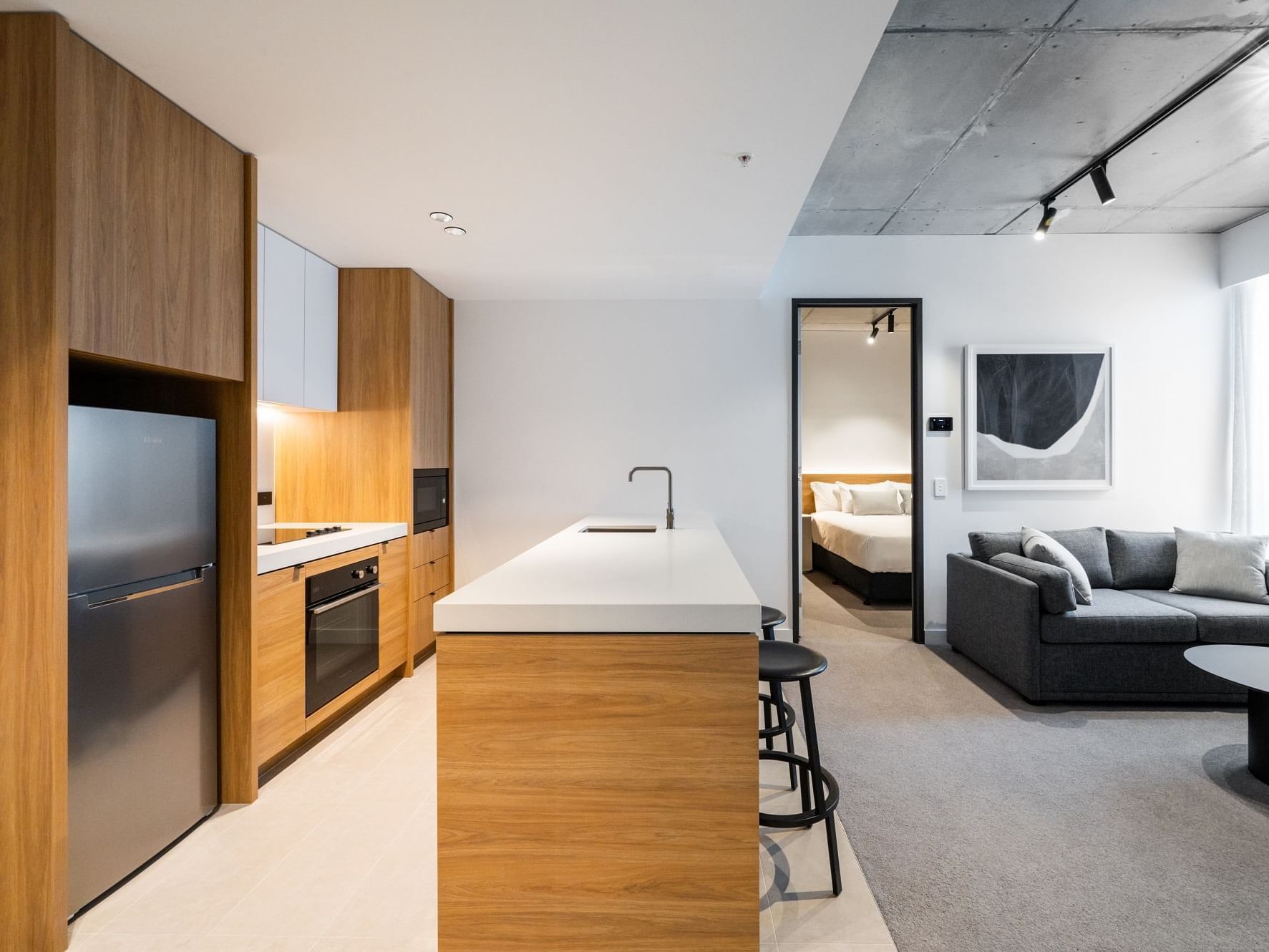 Kitchenette of One Bedroom Apartment at Nesuto Docklands