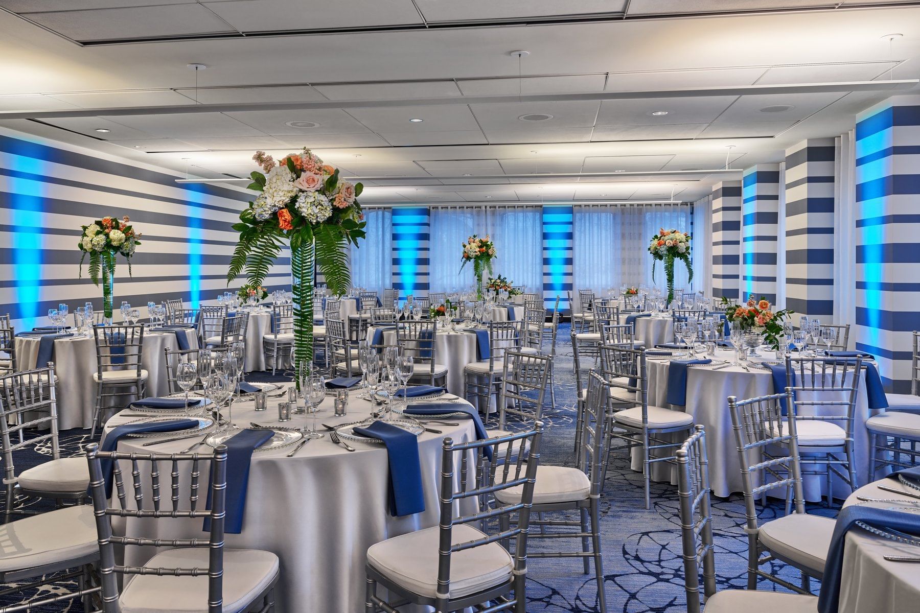 Banquet table arrangement in Great & Studios for an event at Hotel Republic San Diego