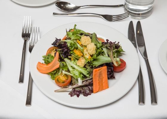 Close-up on a vegan dish served at Kingsley Bloomfield Hills