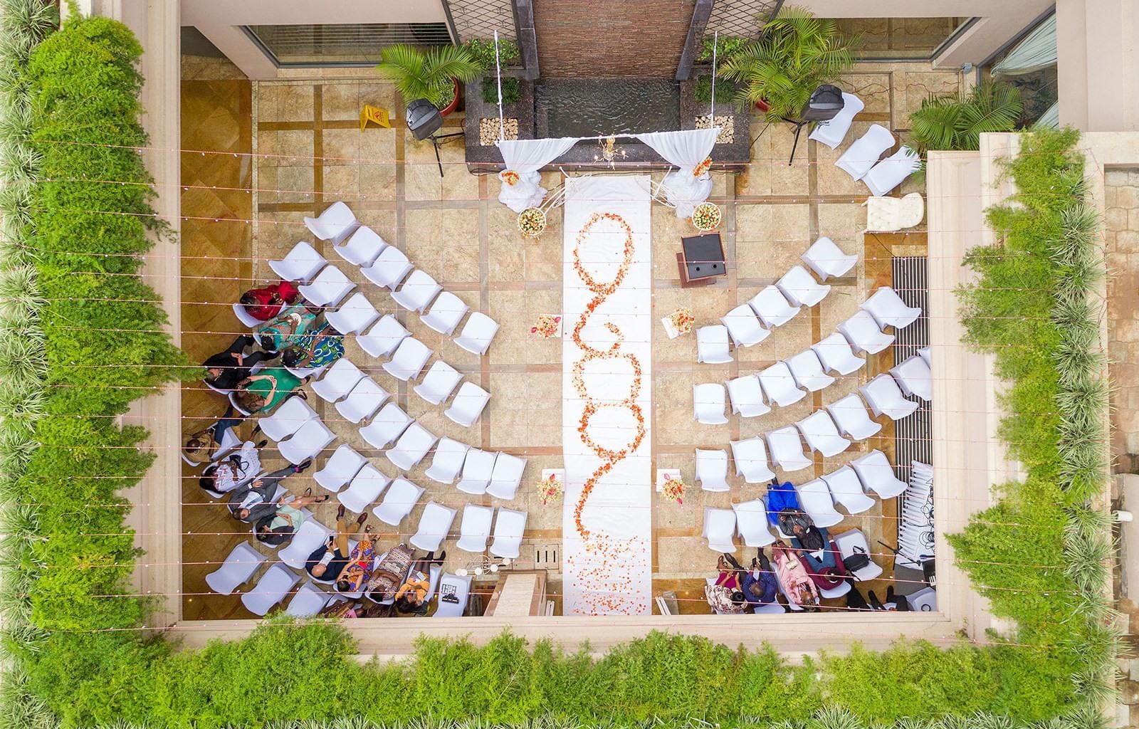 Top view of an outdoor wedding ceremony at Nairobi Serena Hotel