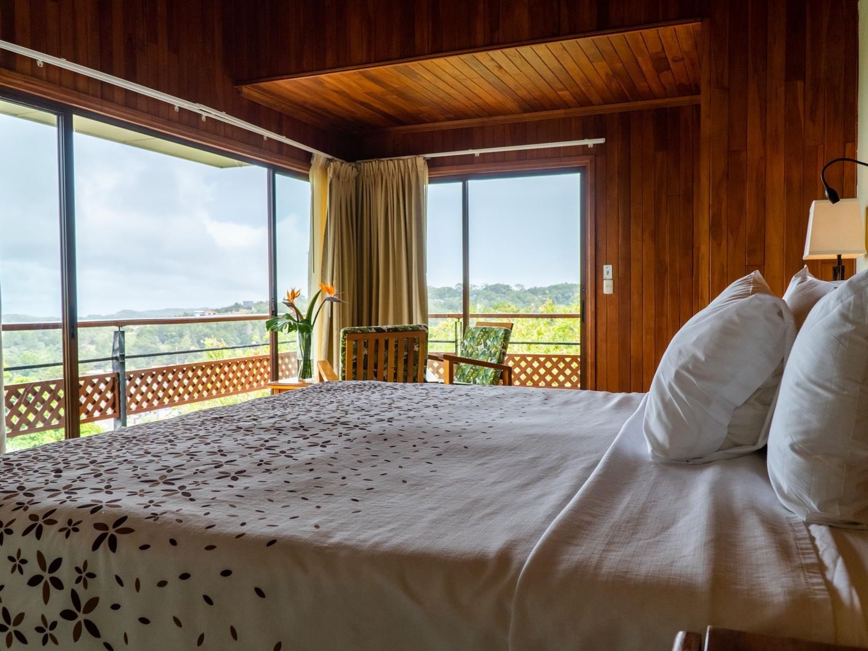 Outside view from the Deluxe King Room bed at Ficus Lodge