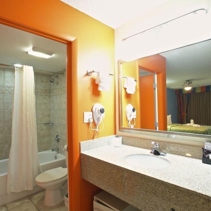 Interior of a bathroom in a room at Flamingo Waterpark Resort