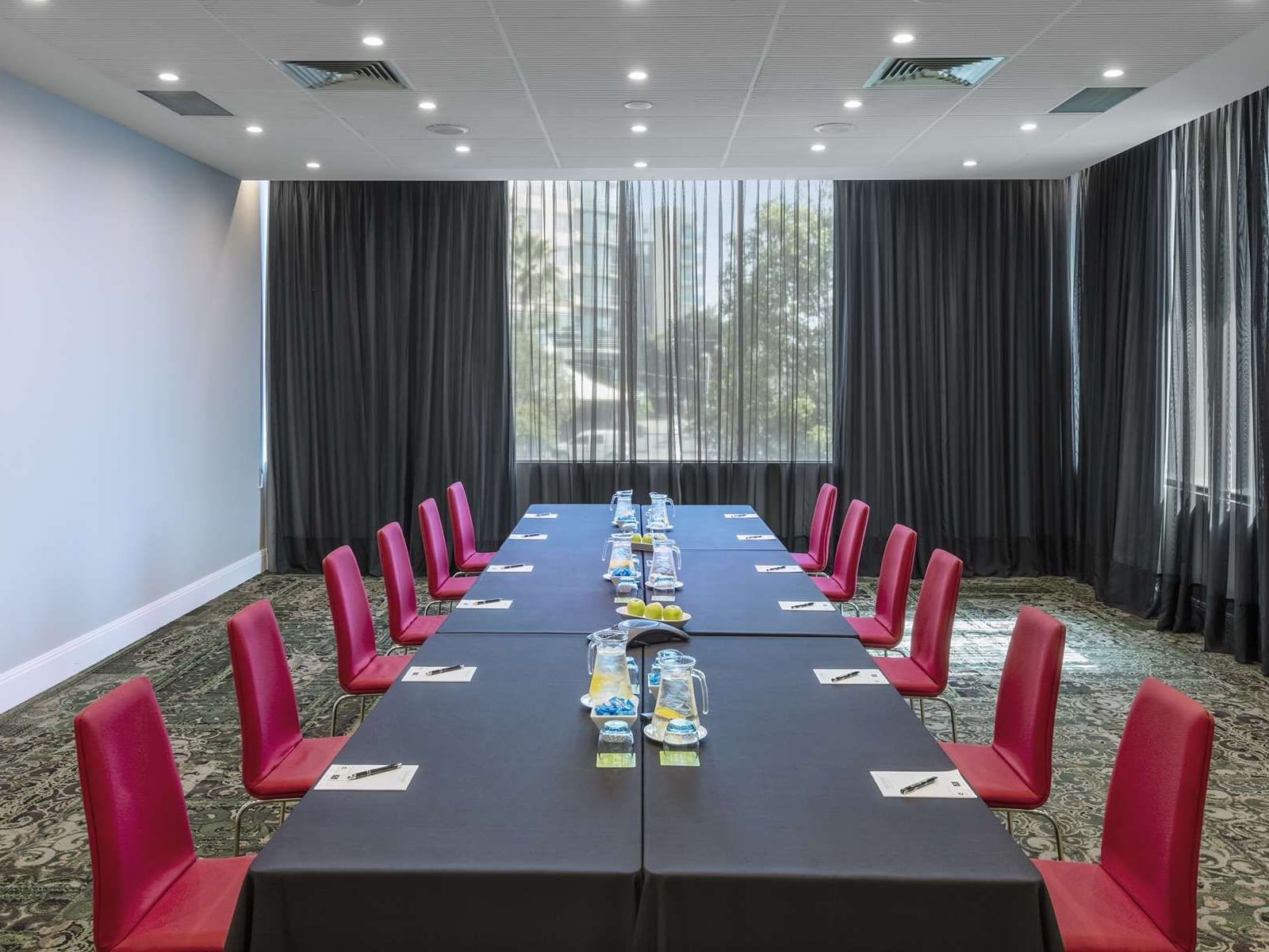 Boardroom table set-up at Nesuto Parramatta Sydney Hotel
