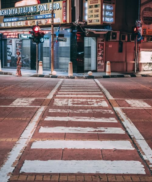 Crosswalks and the streets in George Town Penang at night near Sunway Hotel Seberang Jaya