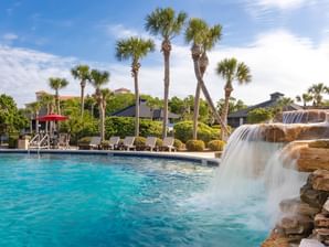 Waterfall at the outdoor pool in Palm Coast at Legacy Vacation Resorts