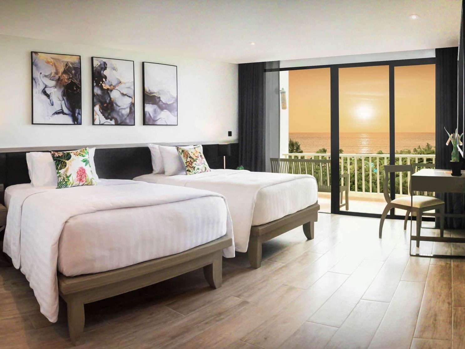 Twin beds in Paradox Sea View room at Paradox Hotels