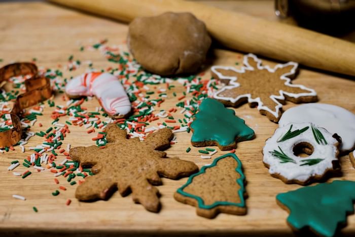 A platter of Christmas cookies and sprinkles