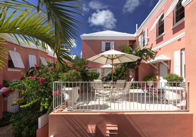 patio of royal palms hotel