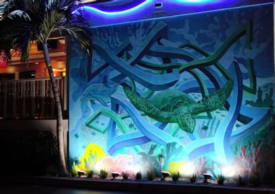 a mural of a sea turtle