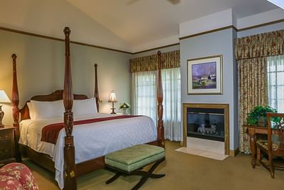 King bed, fireplace & desk in a Room, The Herrington Inn & Spa