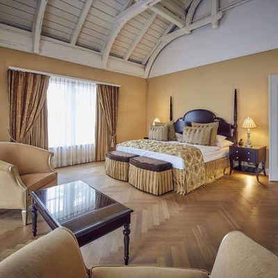 Wooden floor, bed & lounge Romantik Suite, Falkensteiner Hotels