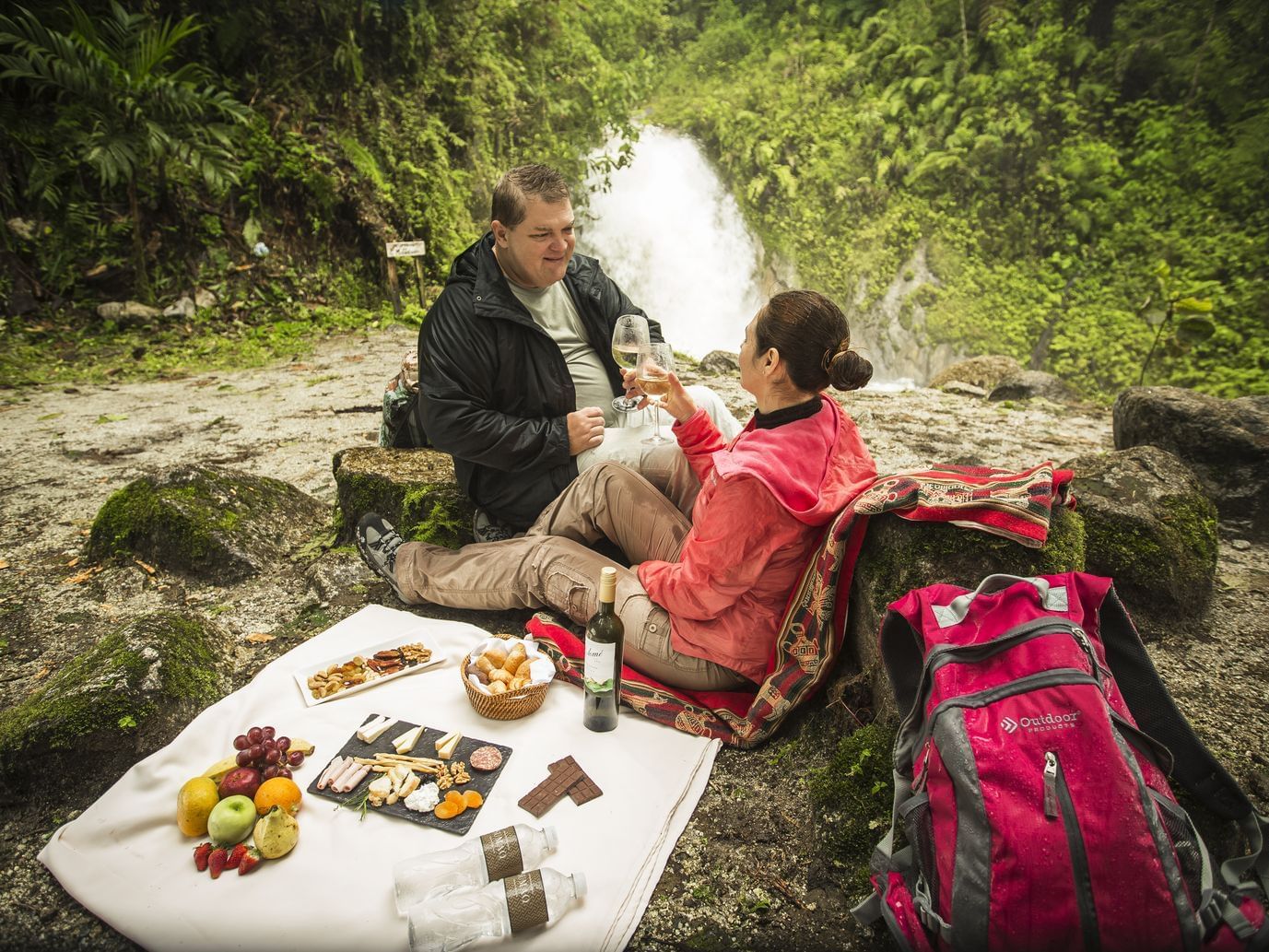 Picnic near a waterfall in Mandor Valley near Hotel Sumaq