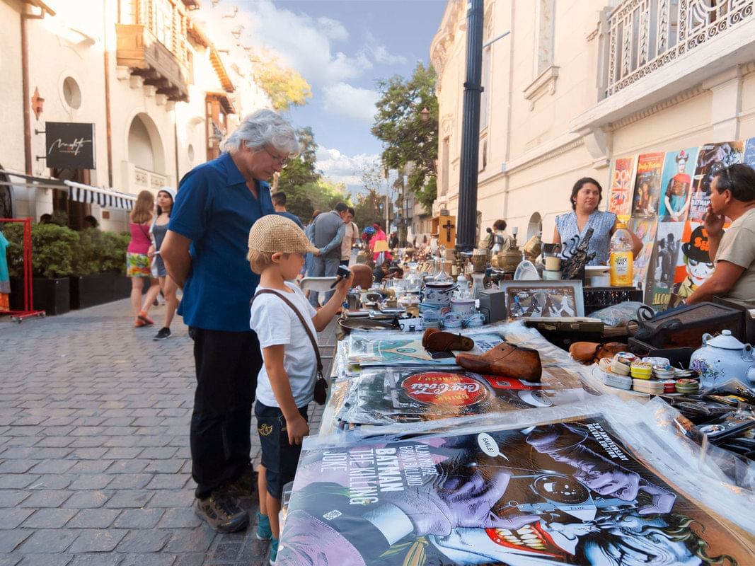 A kid shopping in Barrio Lastarria at Hotel Plaza San Francisco