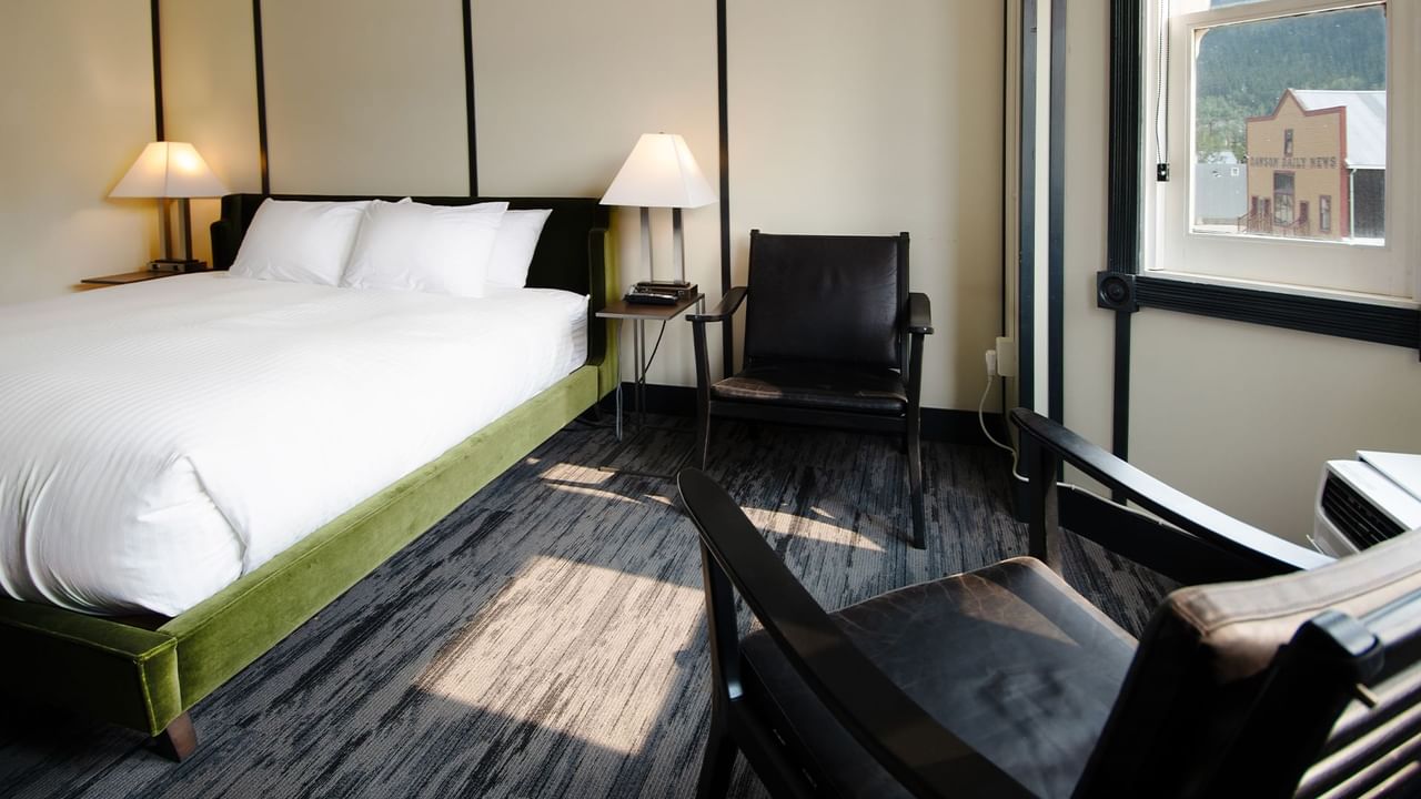 Hotel room with king bed