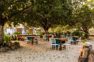 A dining area arranged for an event in outdoors at Hotel Isla Del Encanto