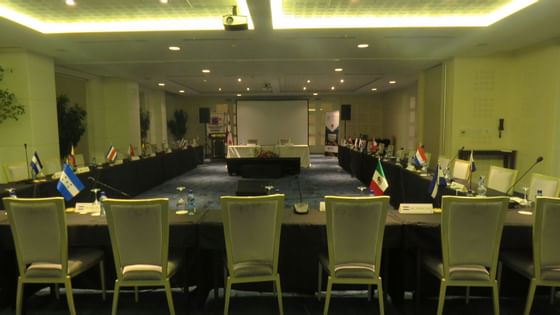 U shaped table setup in a meeting room at Central Hotel Panama