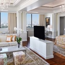 Living & bedroom area in Imperial Suite at Palazzo Versace
