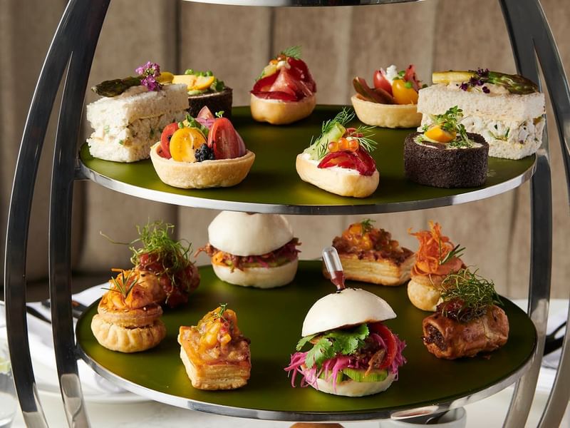 Assorted gourmet appetizers served in TWR Bar at Crown Hotel Melbourne