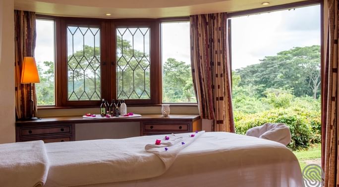 A relaxing Massage bed in the Spa at Arusha Serena Hotels