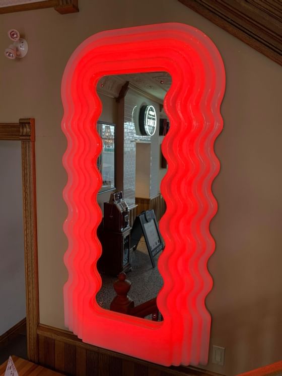 Closeup on SOTTSASS ULTRAFRAGOLA MIRROR at Retro Suites