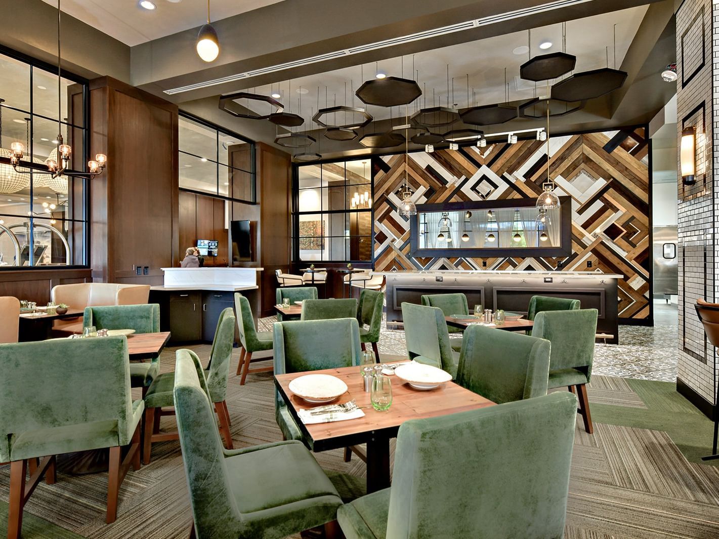 View of a dining area in Trillium restaurant at The Grove Hotel