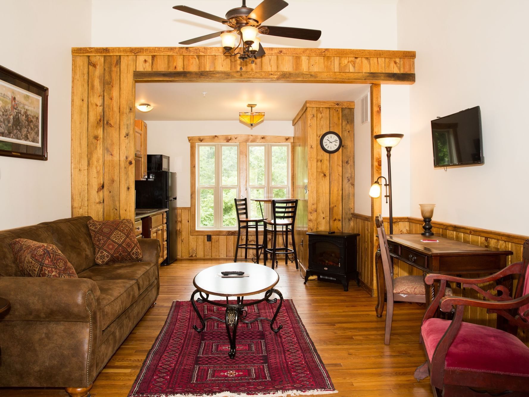 living room with wooden décor