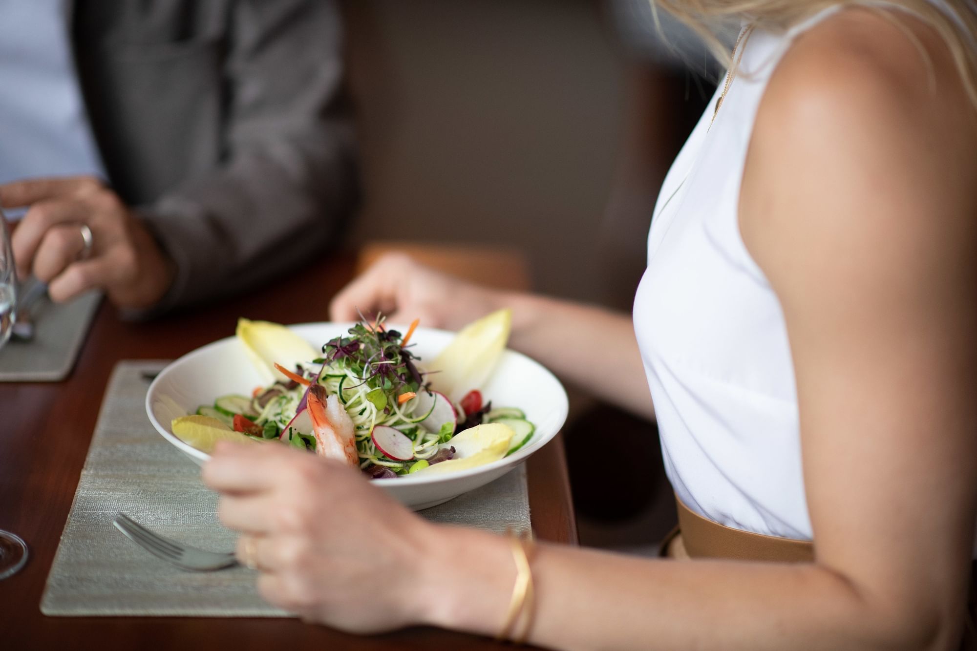 Woman eating a salad