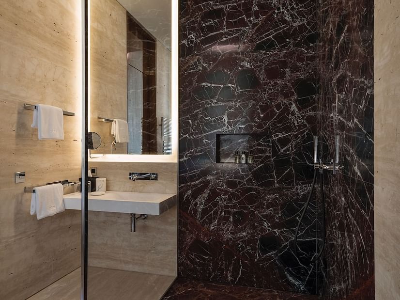 Bathroom amenities in Junior Suite 6 at Fendi Private Suites