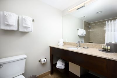 Bathroom vanity of H-Loft Suite at Harborside Hotel