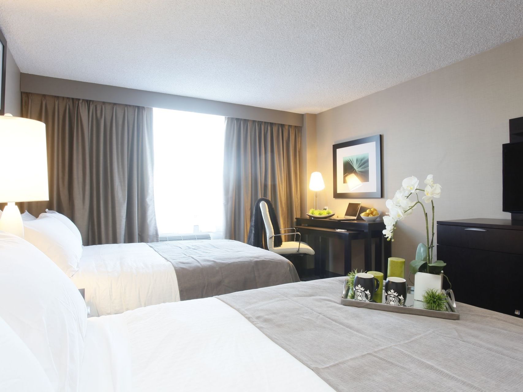two beds in a hotel room