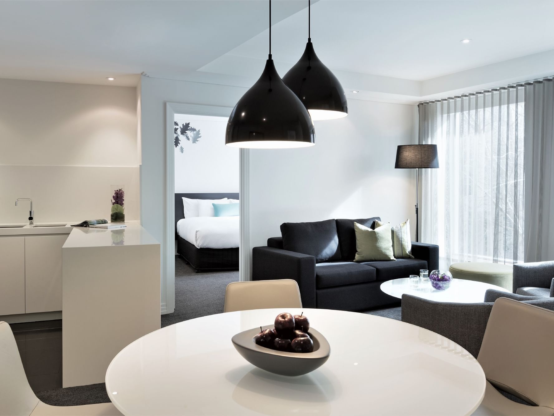 Deluxe 2 Bedroom 2 Bathroom Apartment lounge at Como Melbourne