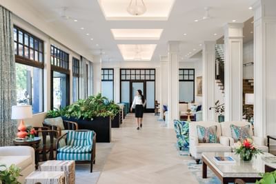 Lobby lounge area in Hotel Atwater, Catalina Island Company