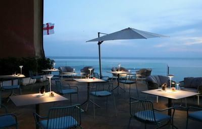 Lounge area with sea view at Sublimis Boutique Hotel Camogli